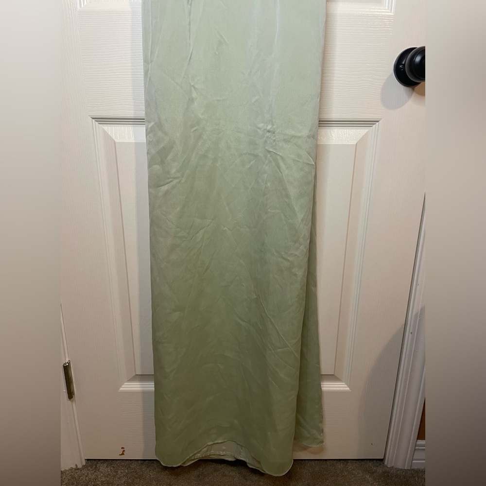 Watters & Watters Sage Green Halter Floor Length Gown Coquette Girl Size 2 - Picture 3 of 9